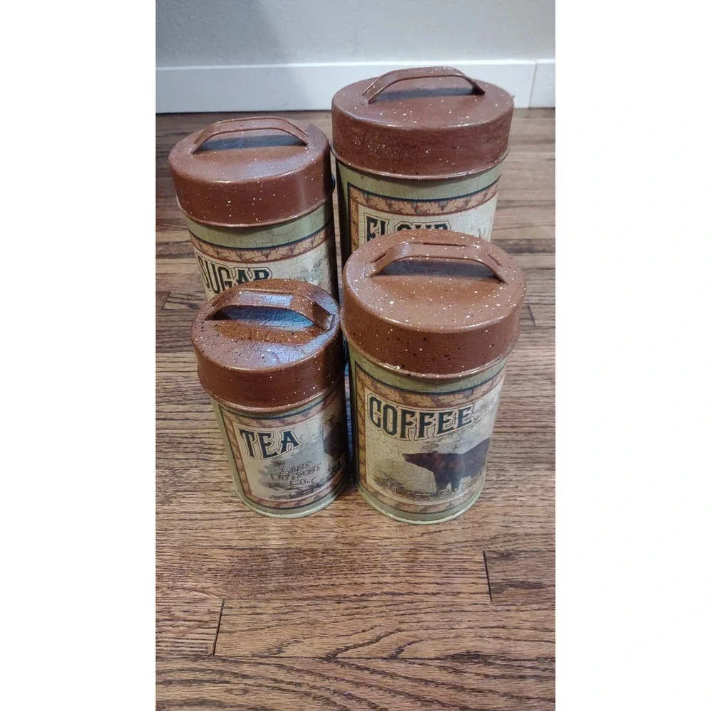 Ohio Wholesale Last Outpost Co Decorative Canister Set Wildlife Rustic Cabin 4pc